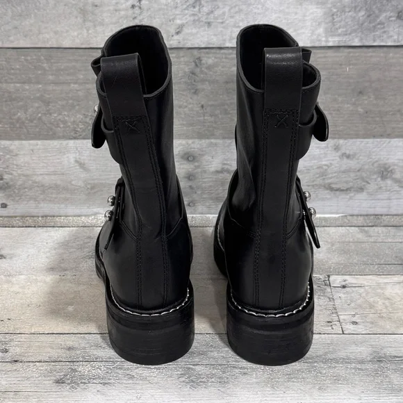 Rag & Bone Women's RB Moto Studded Pull On Boots - Black - Sz - 8.5 .US - Picture 5 of 11